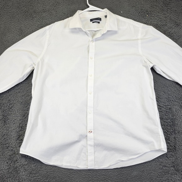 Tommy Hilfiger Shirt Mens XL White Blue Casual Button‎ Up Long Sleeve * - Picture 1 of 7